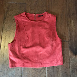 Rust suede crop top